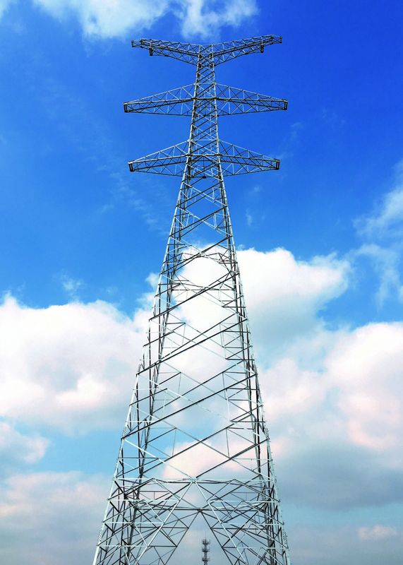 High Voltage Lattice Transmission Tower , Galvanized Angle Steel Tower